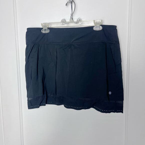 Athleta Women's Black Laser Cut Stretch Pull On Athletic Run Skort 210532 Size L - Picture 1 of 8